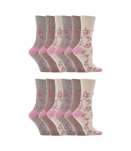 12 Pairs Ladies Cotton Rich Everyday Socks Gentle Grip Soft Top Comfort Socks