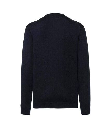 Russell Collection Mens V-neck Knitted Cardigan (Black)