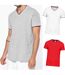 Lot 3 T-shirts manches courtes coton piqué col V K374 - gris - rouge - blanc - homme