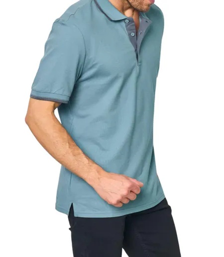 Polo homme manches courtes - Col boutonné - Couleur bleu ciel
