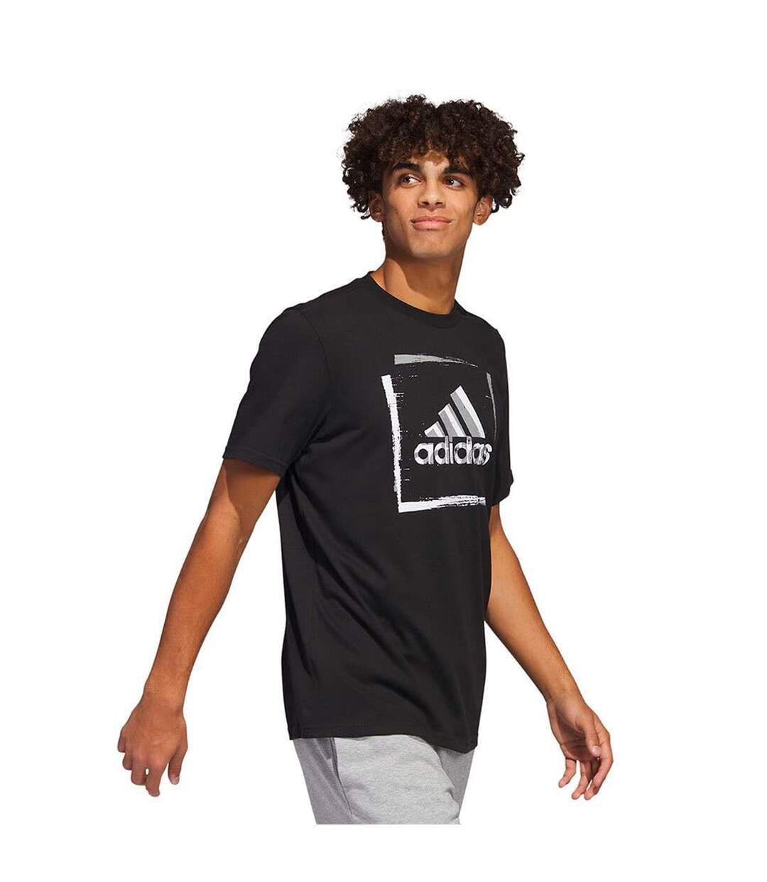Mens Stencil Graphic Two Tone T-shirt Black Adidas-3