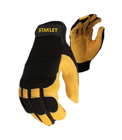 Stanley Unisex Adult Hybrid Performance Leather Safety Gloves (Black/Yellow) - UTRW8040