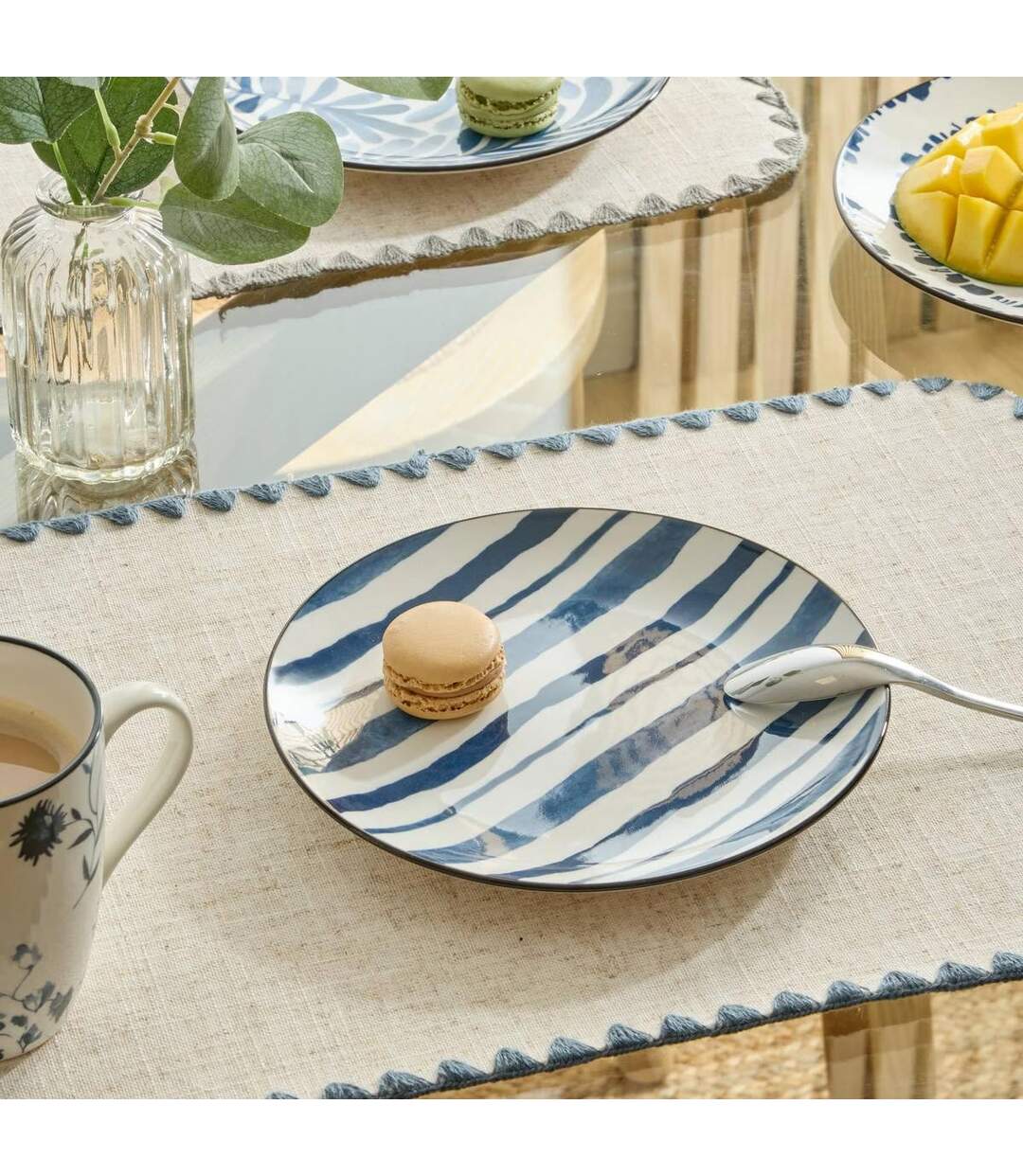 Lot de 6 Assiettes à Dessert Umami Rayure 19cm Bleu-3