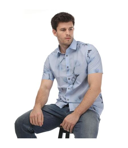 Mens Lousho Large Floral Shirt Sky Ted Baker