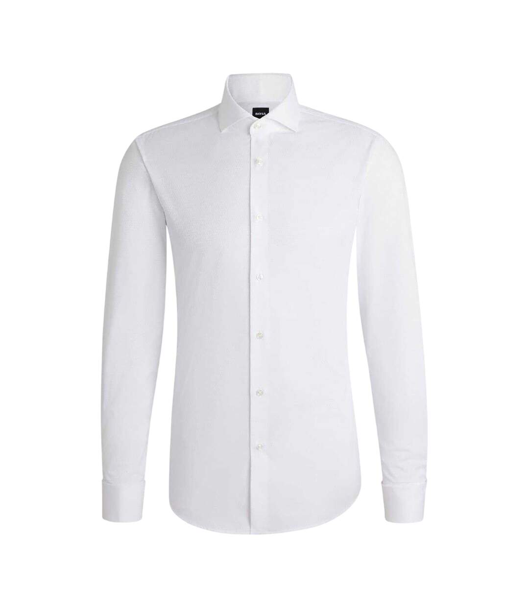 Mens Slim Long-sleeved Formal Shirt White Boss-1