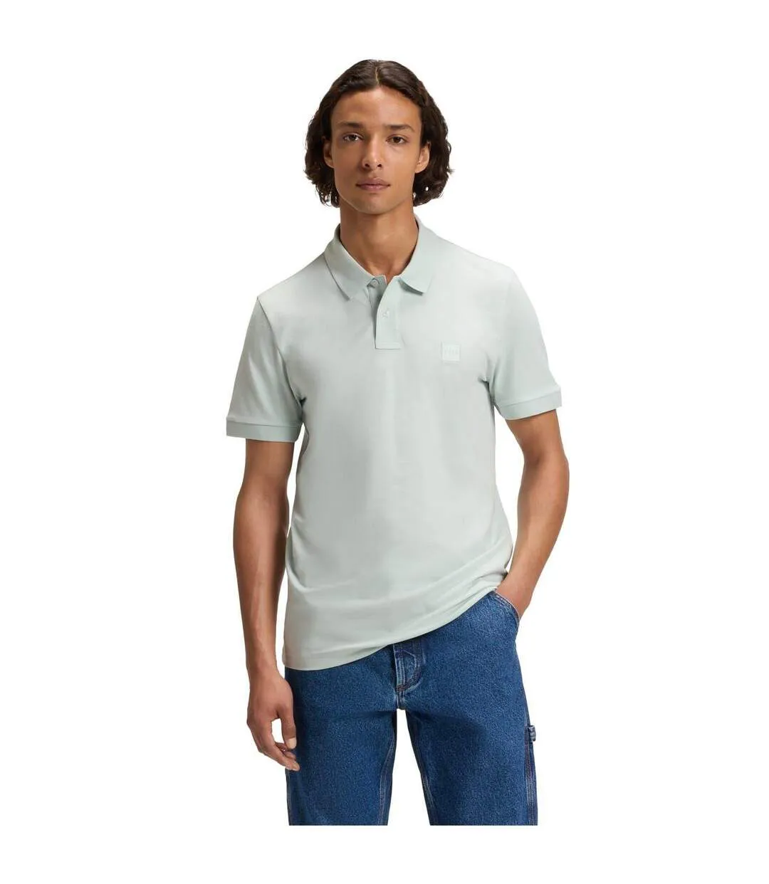 Polo Motif/style Logo Rectangulaire Passenger Homme Bleu Clair Boss-2