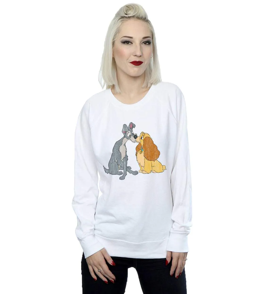 Disney - Sweat LADY AND THE TRAMP DISTRESSED KISS - Femme (Blanc) - UTBI13971-2