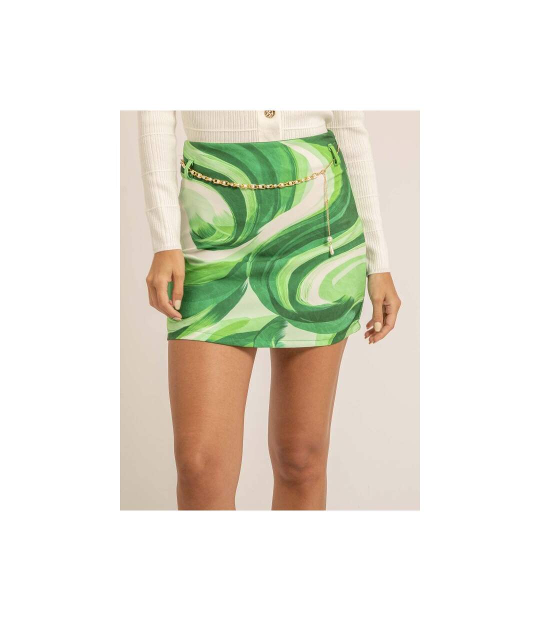 Jupe courte motifs avec ceinture XEVRY - Dona X Lisa-1