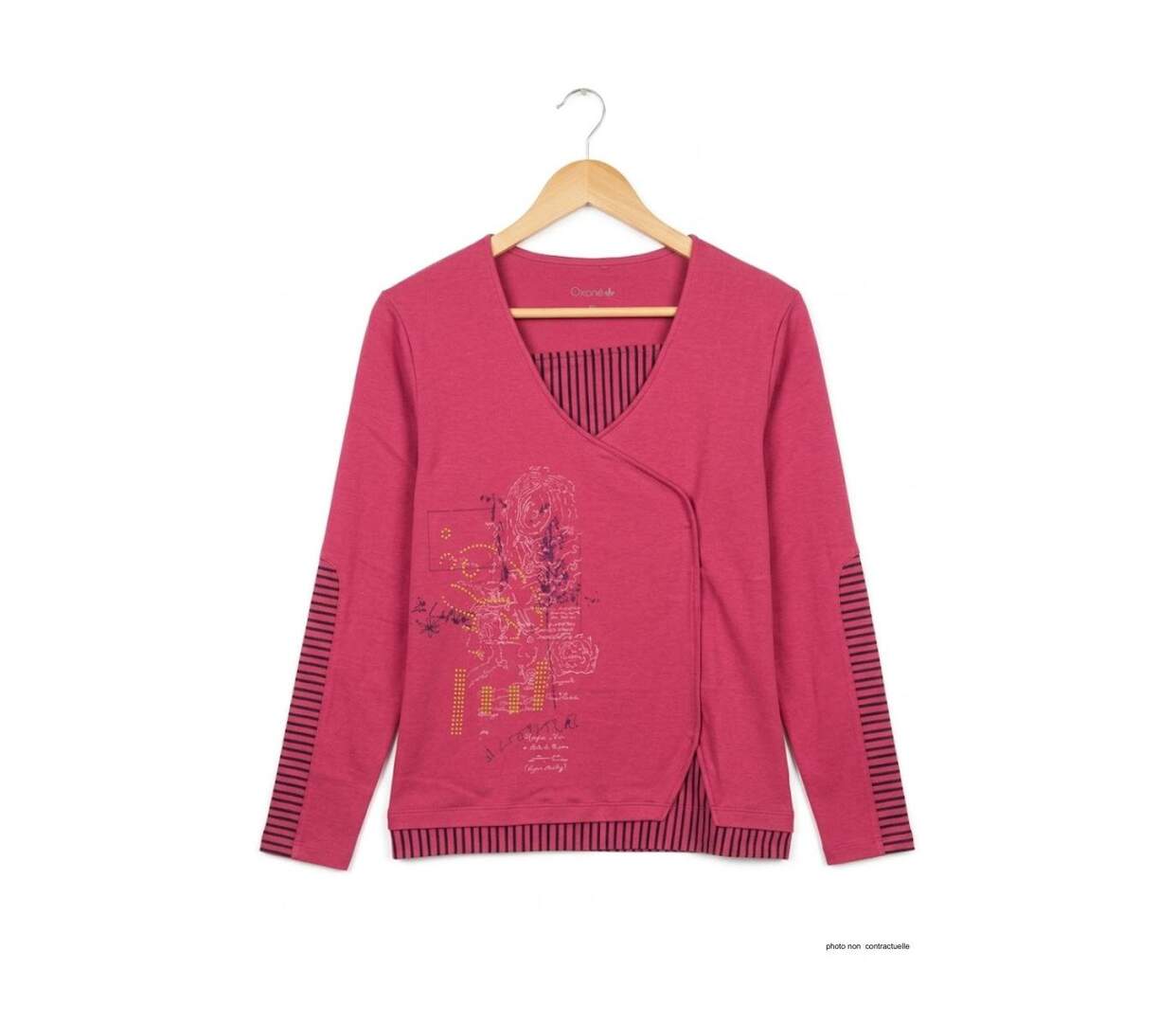 Tunique AXONE DUPLEX2F fuchsia : l'élégance du contraste rayé marine-2