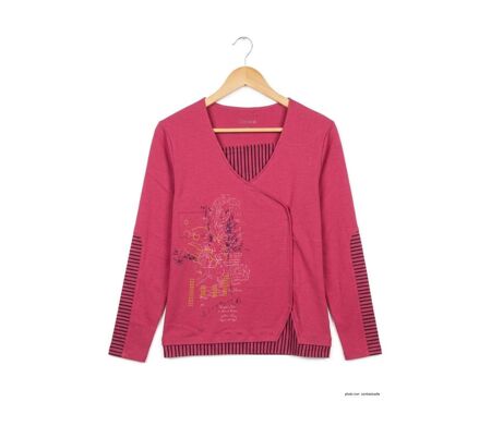 Tunique AXONE DUPLEX2F fuchsia : l'élégance du contraste rayé marine
