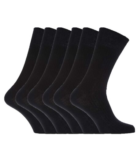 Mens 100% Cotton Non Elastic Top Gentle Grip Socks (Pack Of 6) (Black) - UTMB198
