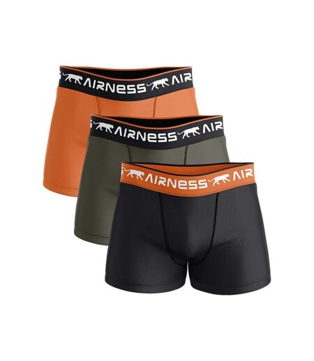 AIRNESS Lot de 3 Boxers Homme Coton URBAN STYLE Noir Gris Orange