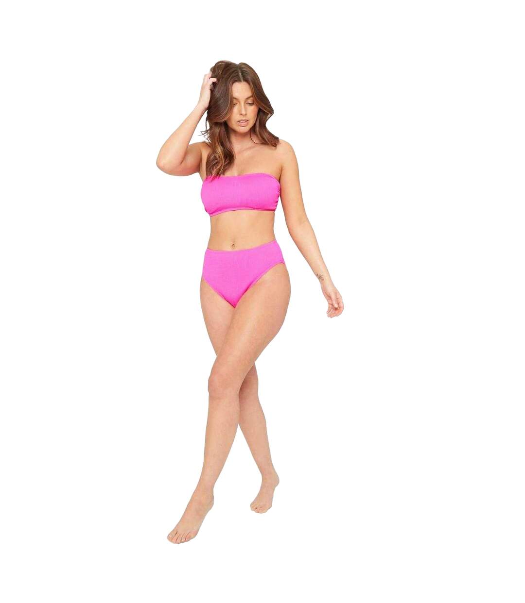 Haut De Maillot De Bain Motif/style Texturé Femme Rose Vif Be You-4