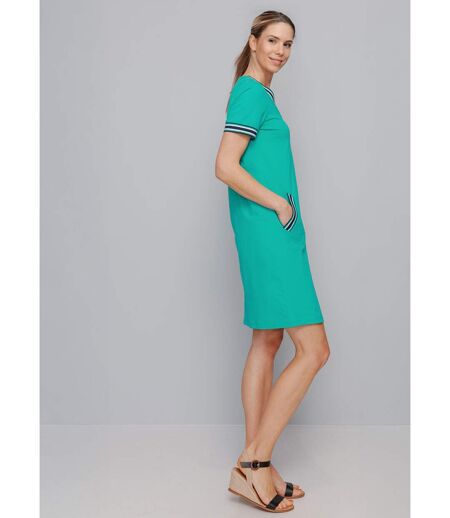 Robe zippée maille polo, détails rayés
