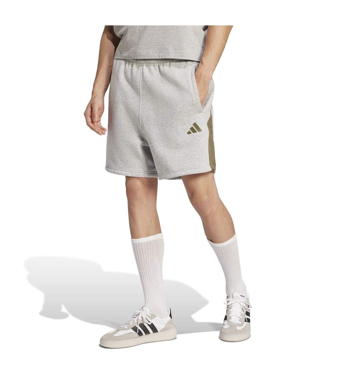 Mens Colour Block Casual Shorts Grey Heather Adidas-2