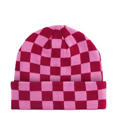 Bonnet Motif/style Damier Adulte Rouge Classique Vrai Rose Beechfield