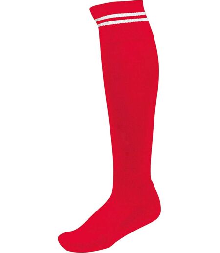chaussettes sport - PA015 - rouge rayure blanche