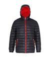 2786 Mens Hooded Water & Wind Resistant Padded Jacket (Black/Red)
