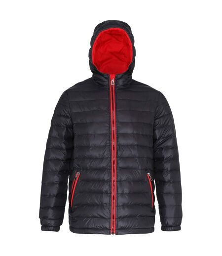 2786 Mens Hooded Water & Wind Resistant Padded Jacket (Black/Red) - UTRW3424