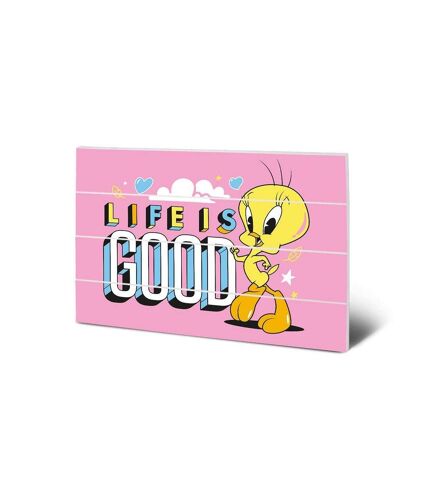 Looney Tunes - Plaque LIFE IS GOOD (Rose) (40 cm x 59 cm) - UTPM6216