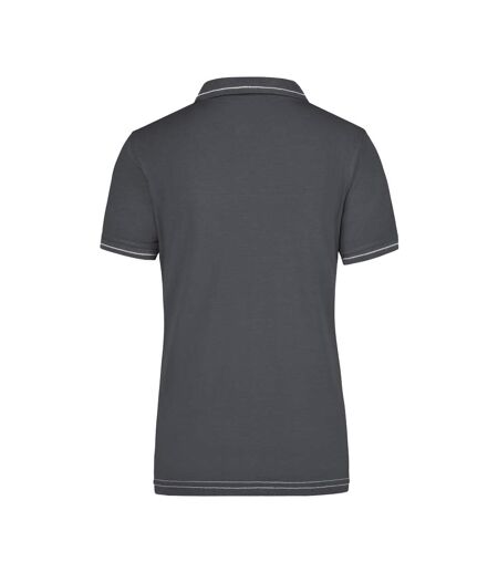 Polo Femme Graphite Blanc Uni James And Nicholson
