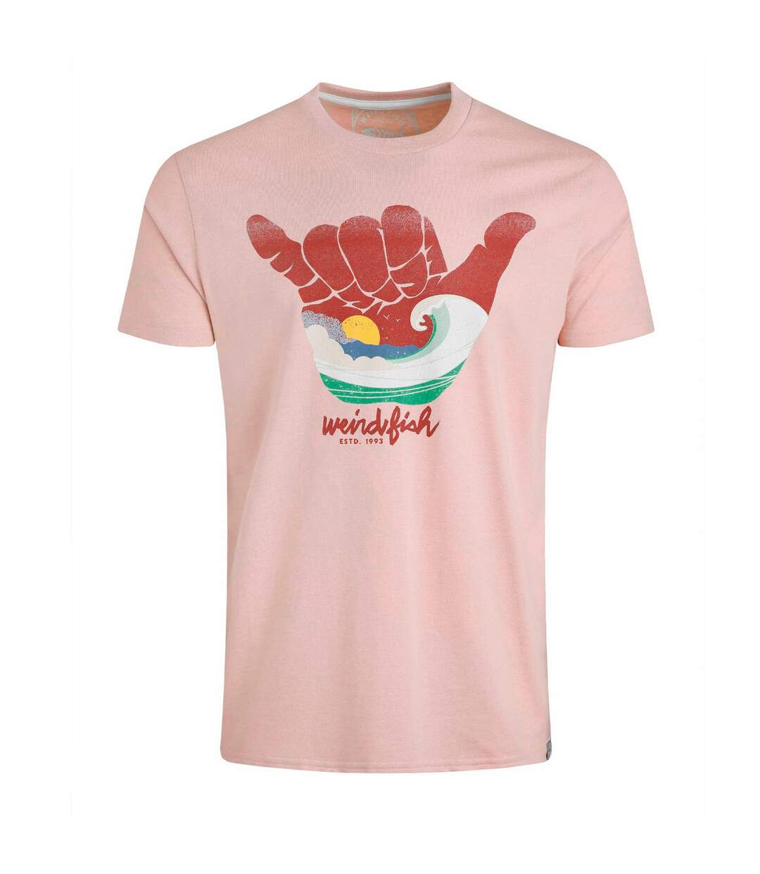 Mens hang loose graphic t-shirt dusty rose Weird Fish-1