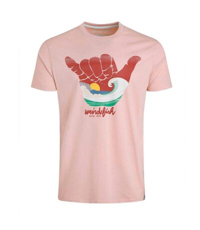 Mens hang loose graphic t-shirt dusty rose Weird Fish