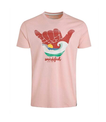 Mens hang loose graphic t-shirt dusty rose Weird Fish