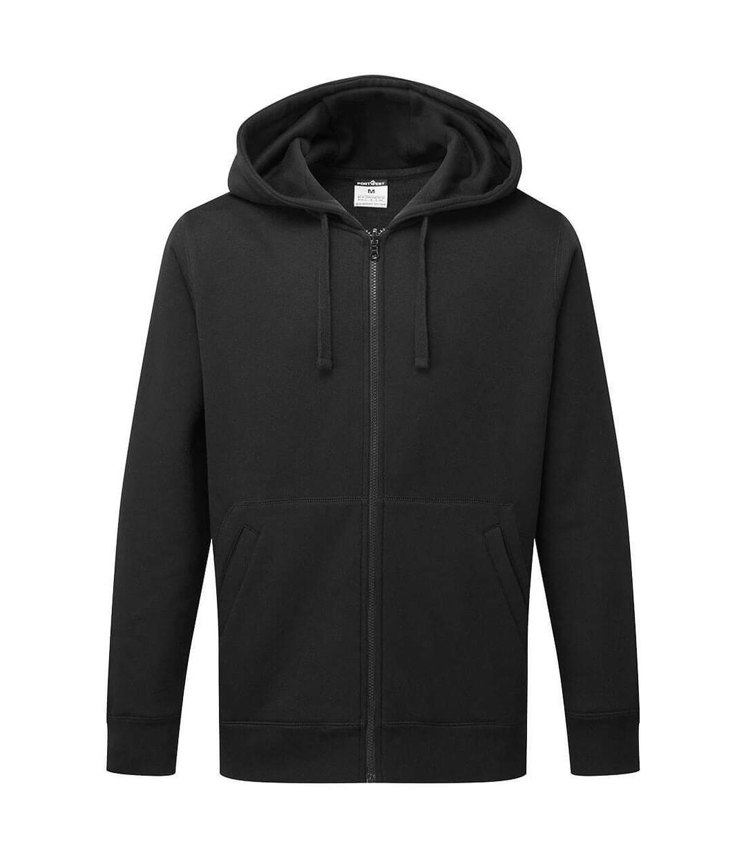 Unisex adult full zip hoodie black Portwest-2