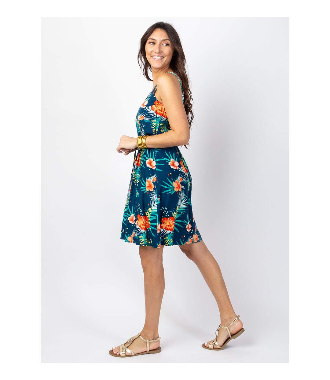 Robe courte fluide LENA motif fleurs Coton Du Monde