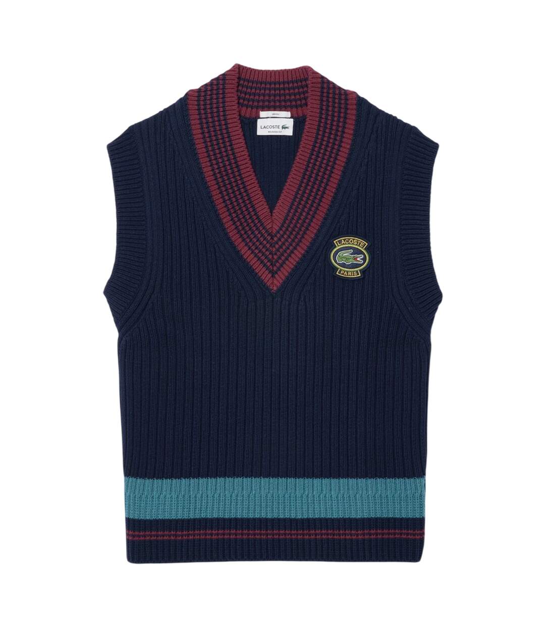 Unisex Adult Badge Knitted Regular Sweater Vest Navy Lacoste-1