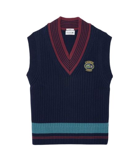 Unisex Adult Badge Knitted Regular Sweater Vest Navy Lacoste