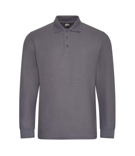 PRO RTX Mens Pro Piqué Long-Sleeved Polo Shirt (Solid Grey)