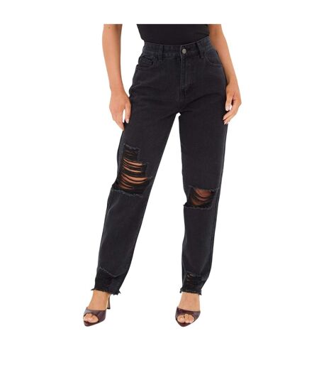 Womens/ladies Cotton Denim Mom Jeans Black I Saw It First