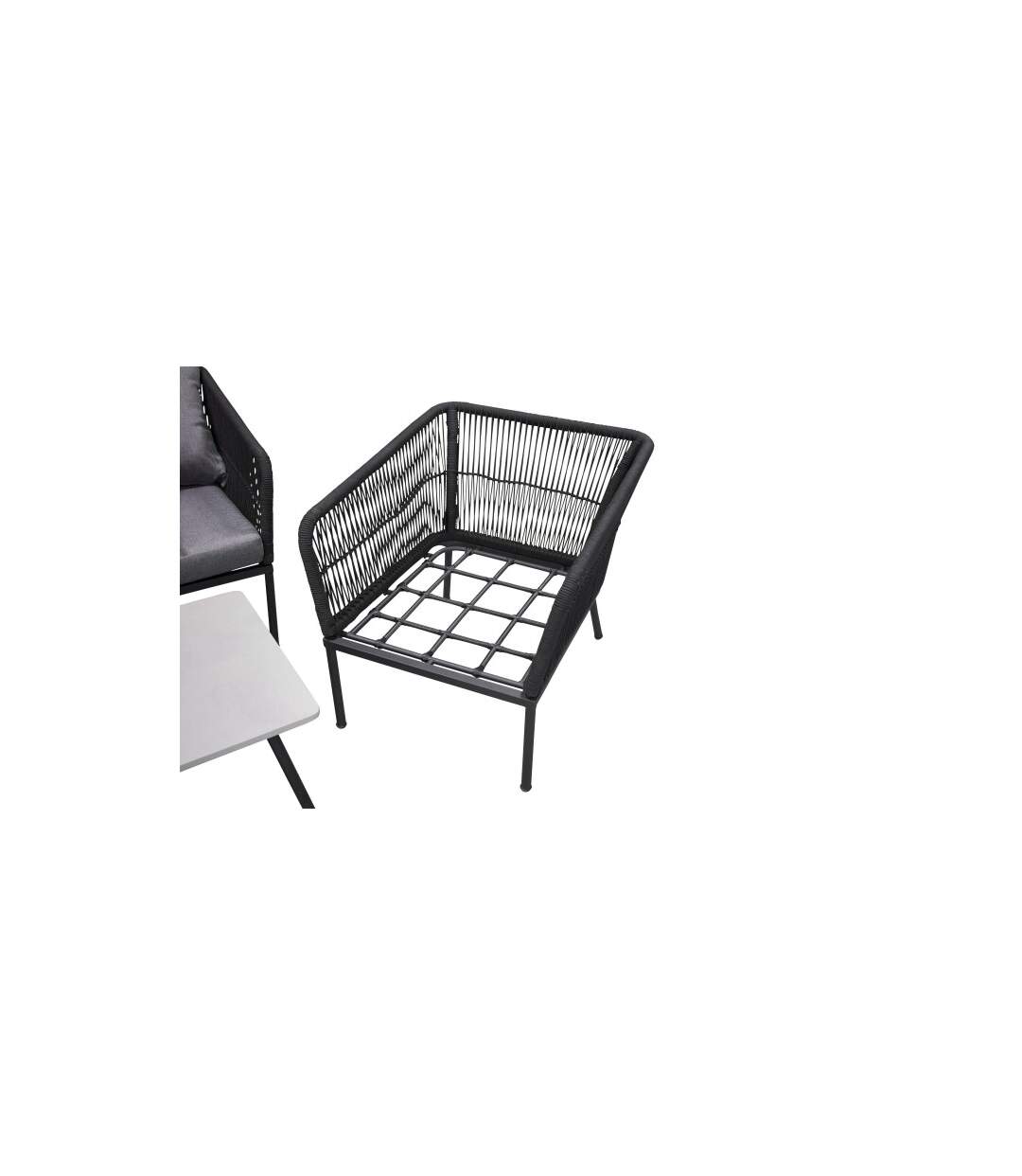 Salon de Jardin Lindos 134cm Noir & Gris-5