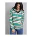 Womens/ladies lana stripe microfleece quarter zip hoodie aqua marine Weird Fish-3