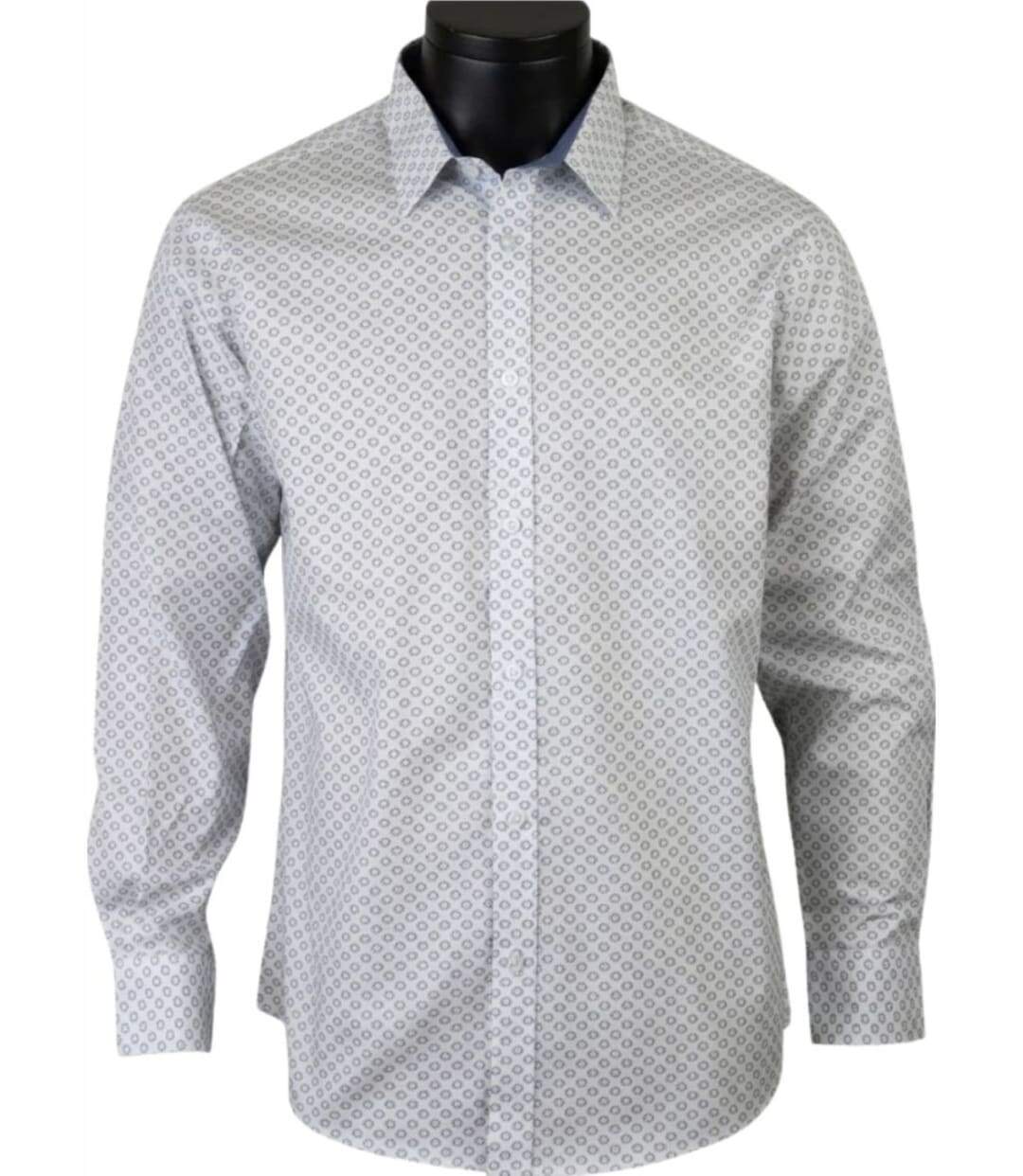 CHALLENGER CH4030 PETITS MOTIFS — Chemise à carreaux manches longues blanc/bleu : l'élégance du pur coton et de la coupe confort-3