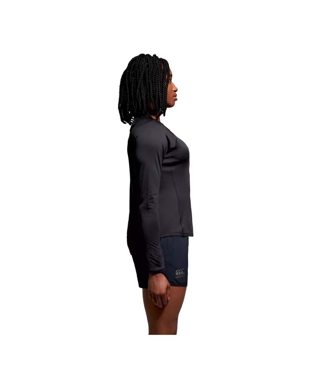 Womens/ladies Super Light Long-sleeved T-shirt Black Gunmetal Grey Canterbury-4