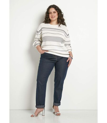 Pull doux rayé col rond esprit marinière