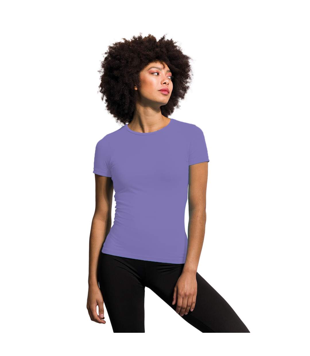 Skinni Fit Womens/Ladies Feel Good Stretch Short Sleeve T-Shirt (Heather Purple) - UTRW4422