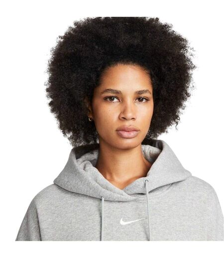 Sweat À Capuche Motif/style Phénix Femme Gris Chiné Blanc Nike