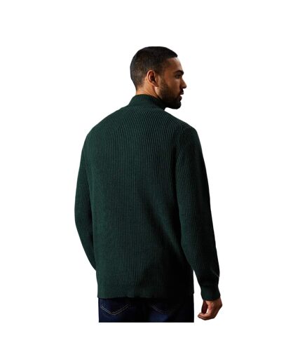 Mens ribbed quarter zip jumper dark green Burton