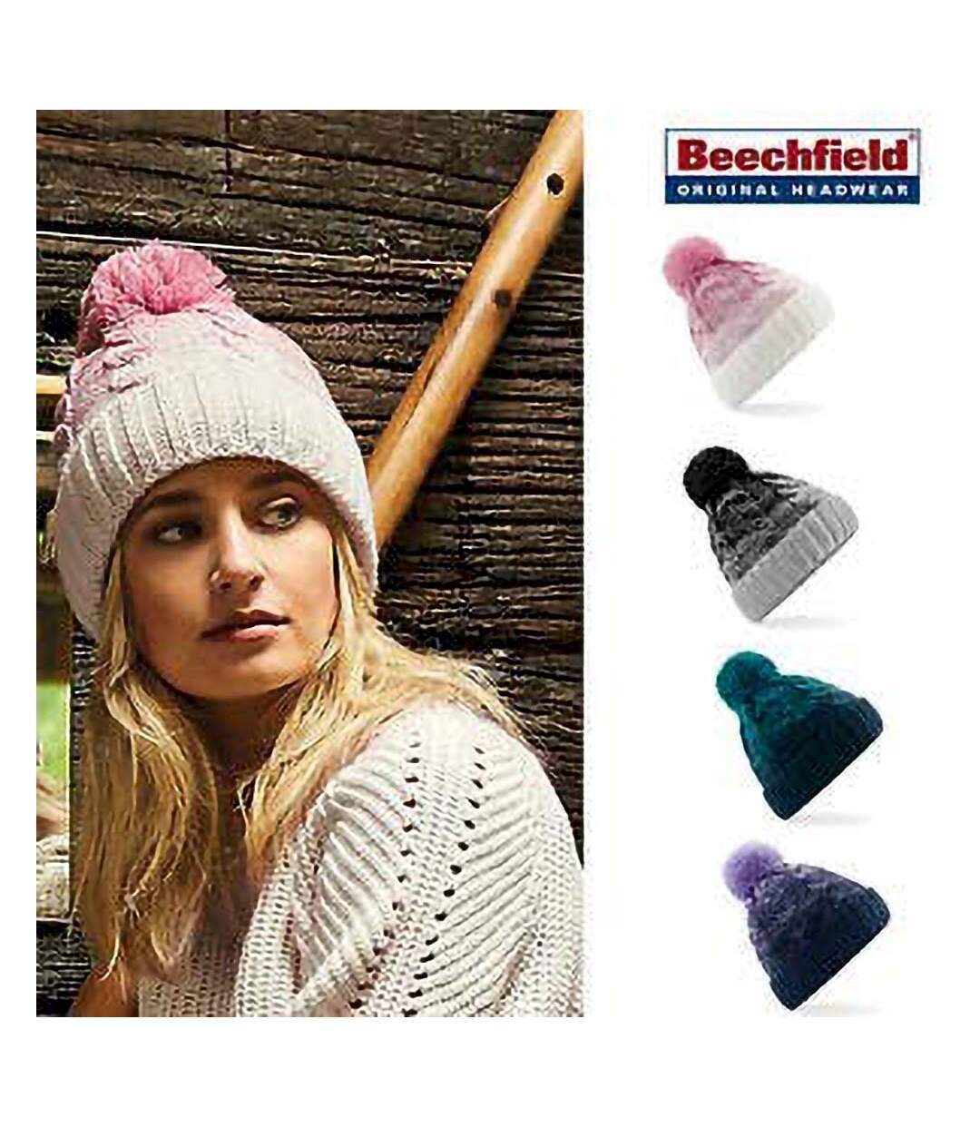 Ombre bonnet adulte mixte rose/blanc cassé Beechfield