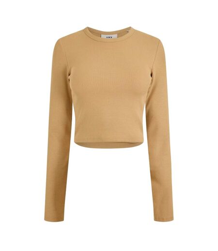 Womens/ladies Feline Slim Long-sleeved Crop T-shirt Incense JJXX
