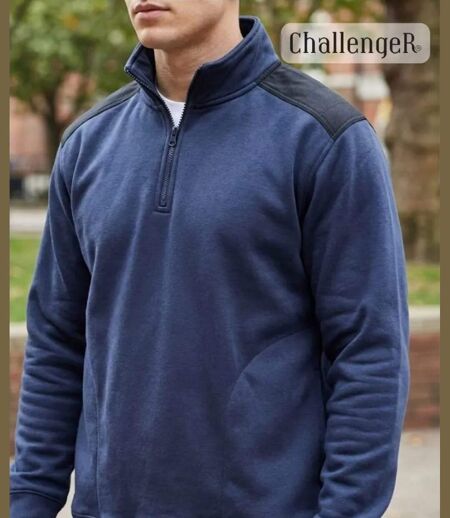 CHALLENGER PIERRO2 — Sweat molleton col camionneur bleu : chaleur et résistance optimale