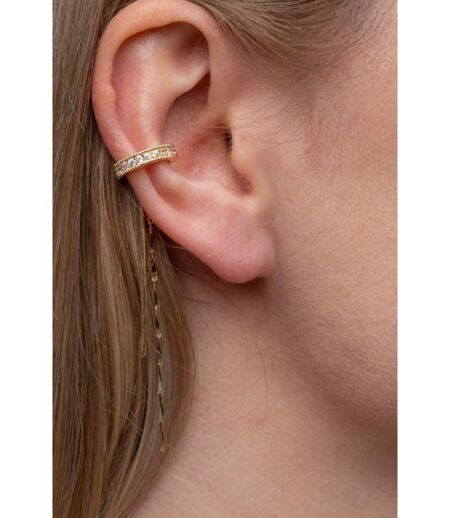 Long C Shape Crystal Chain Tassel Non Piercing Cartilage Ear Climber Ear Cuffs