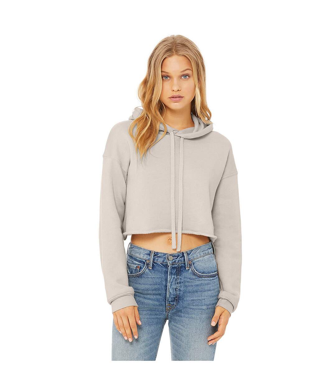 Womens/ladies cropped fleece hoodie heather dust Bella + Canvas