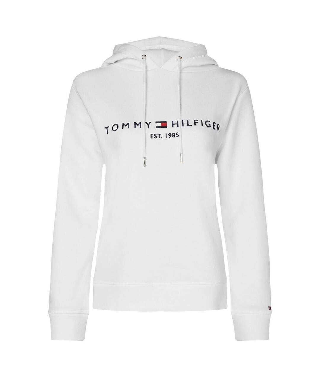Womens/ladies Essential Embroidered Logo Hoodie White Tommy Hilfiger-3