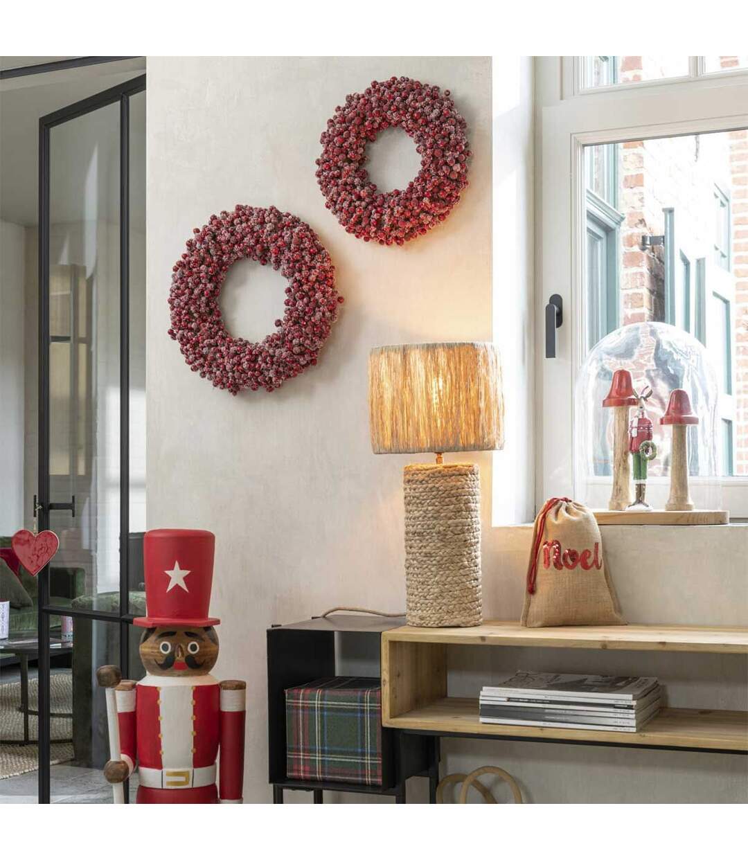 Couronne de Noël Ronde Baies 35cm Rouge-4