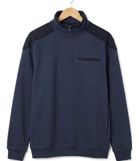 CHALLENGER BELFAST4 — Sweat col camionneur bleu marine : élégance sobre et robustesse